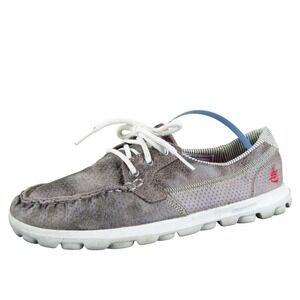SKECHERS Women On The Go Boat Shoe Brown Textile Sz 7 Medium Used 2025